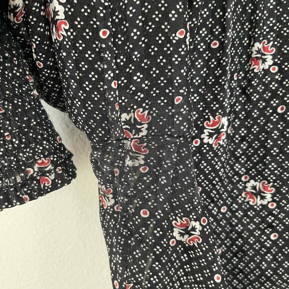 Veronica Beard Black Maree Smock Cuff Silk Blouse (10) - Picture 10 of 11